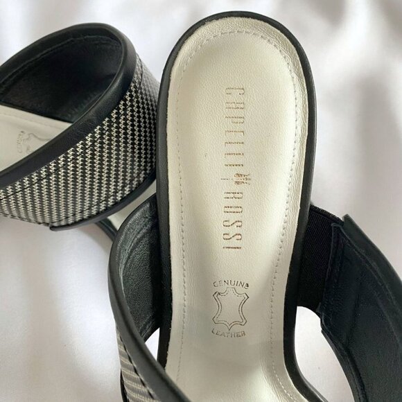 CAPELLI ROSSI BLACK WHITE INDI-90 STRAPPY SLIP ON GLOSSY BLOCK HEEL SANDALS - 9 - Picture 9 of 9